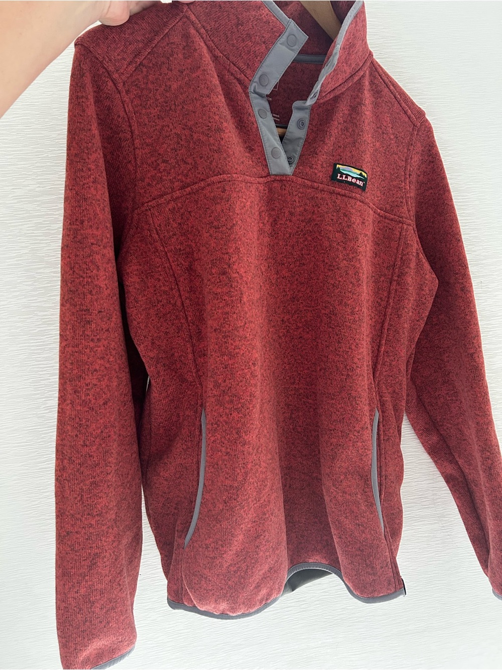 L.L. Bean women’s Red Snap-Front Pullover Sweater